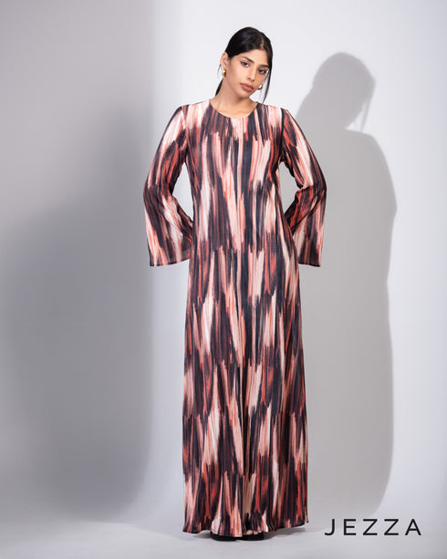 Graceful Ripple: Micro Pleated Satin A-Line Dress 72621